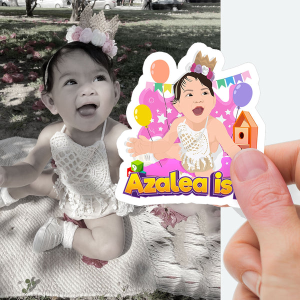 Custom Birthday Stickers - Photo Drawing