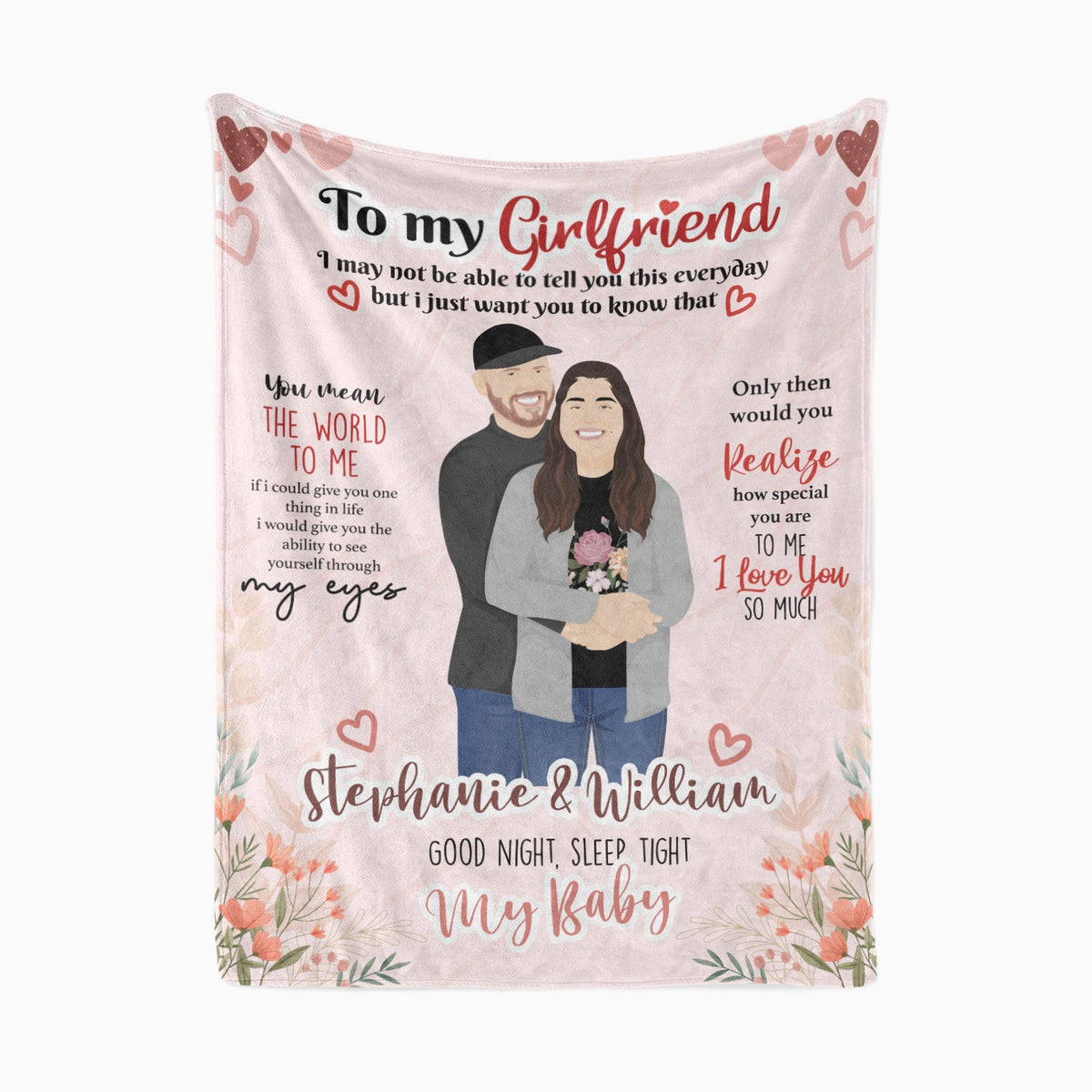 To My Girlfriend I Love You Blanket Personalized