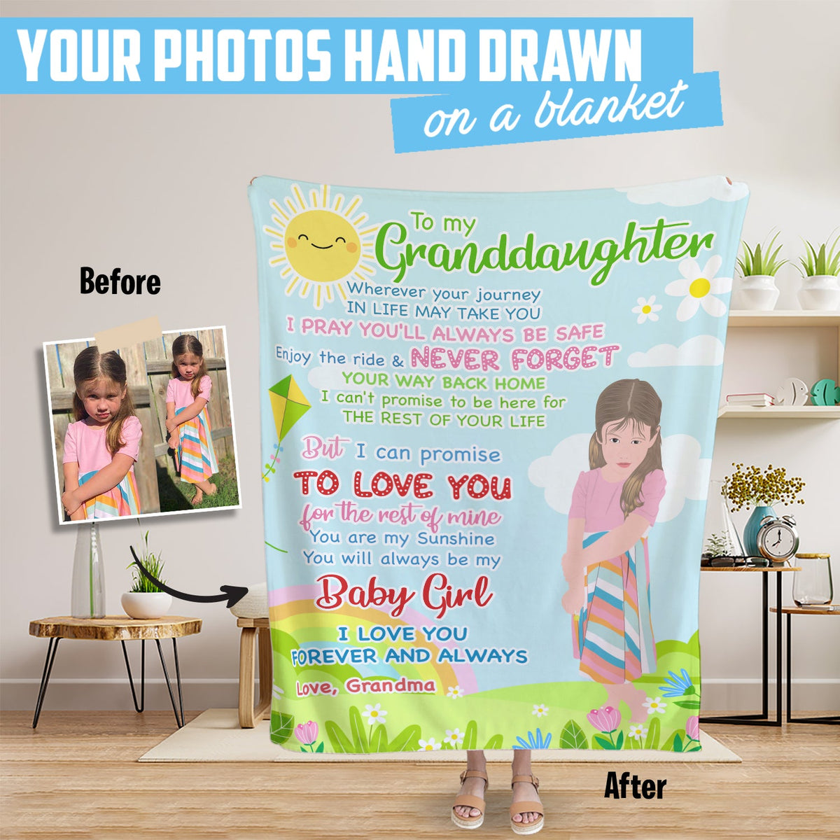 Personalized Granddaughter Blanket from Grandma