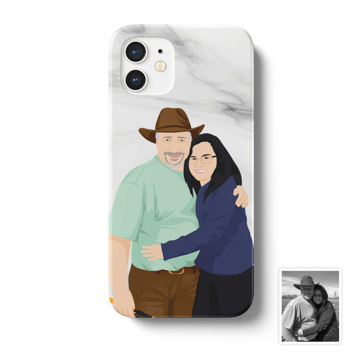 Custom Couples Phone Case - Marble Print