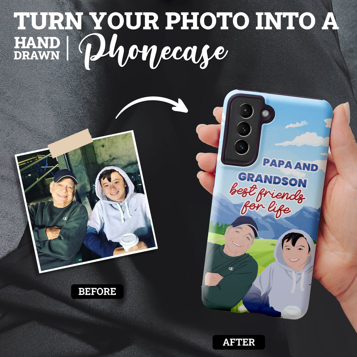 Papa and Grandson Phone Case Personalized