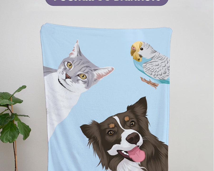 Custom Peekaboo Pet Blanket - Multiple Pets