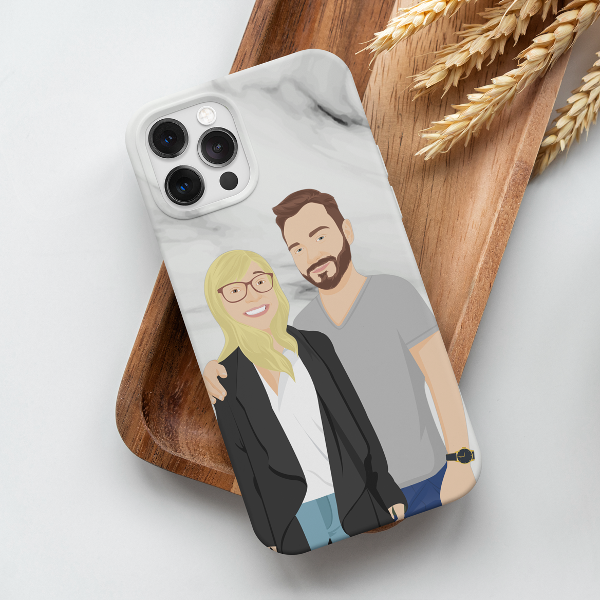 Custom Couples Phone Case - Marble Print