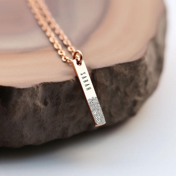 Personalized Fingerprint Bar Necklace