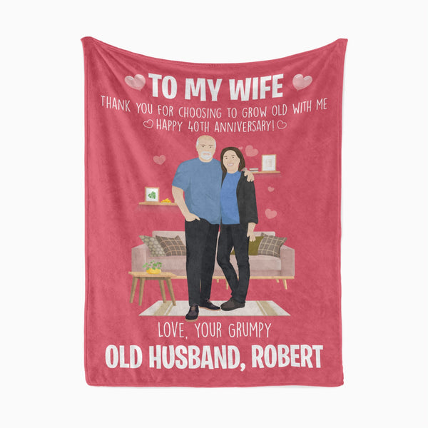 40th Anniversary To My Wife Blanket Personalized