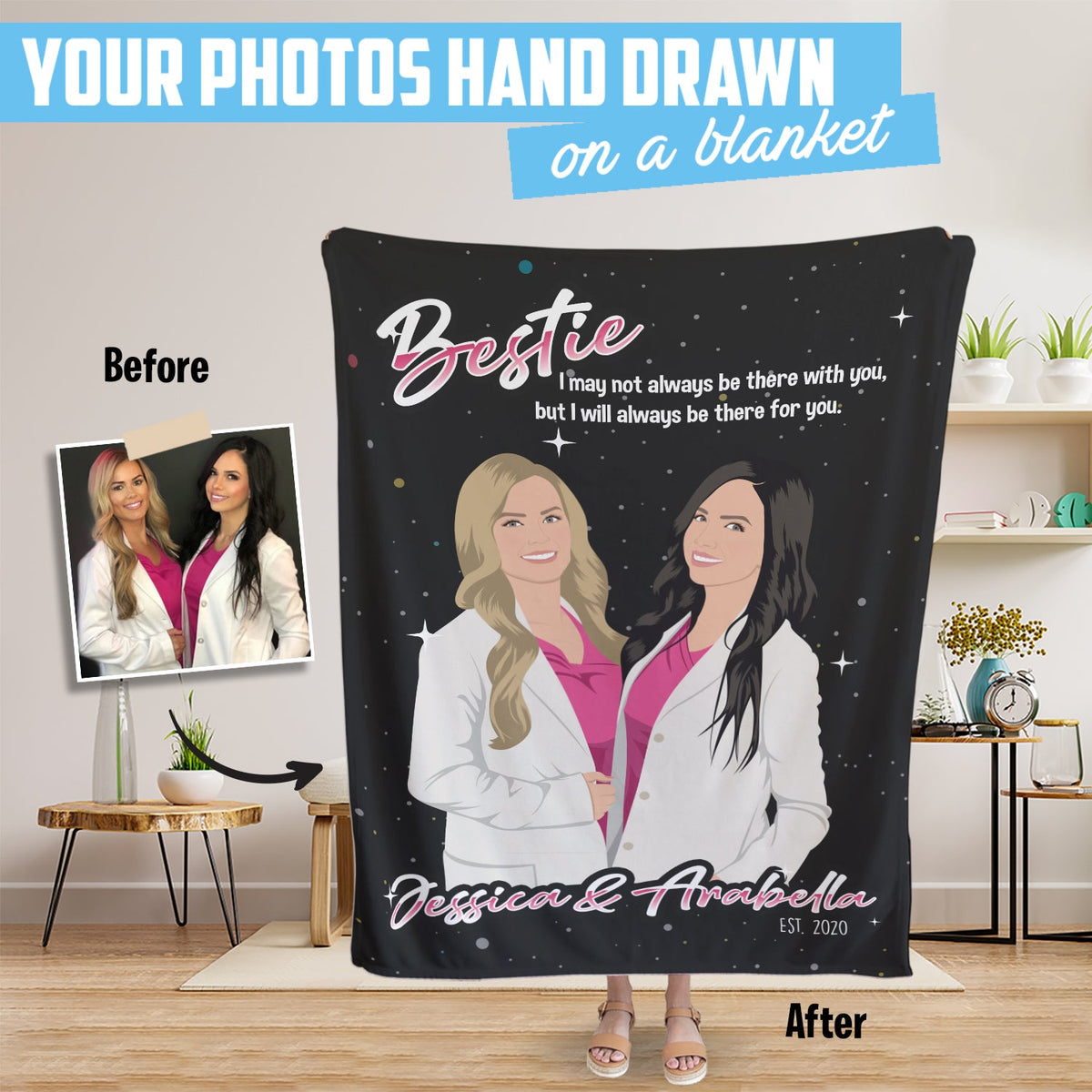 Personalized Bestie Bff Blanket With Names