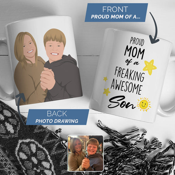 Proud Mom of Freaking Awesome Son Mug Personalized