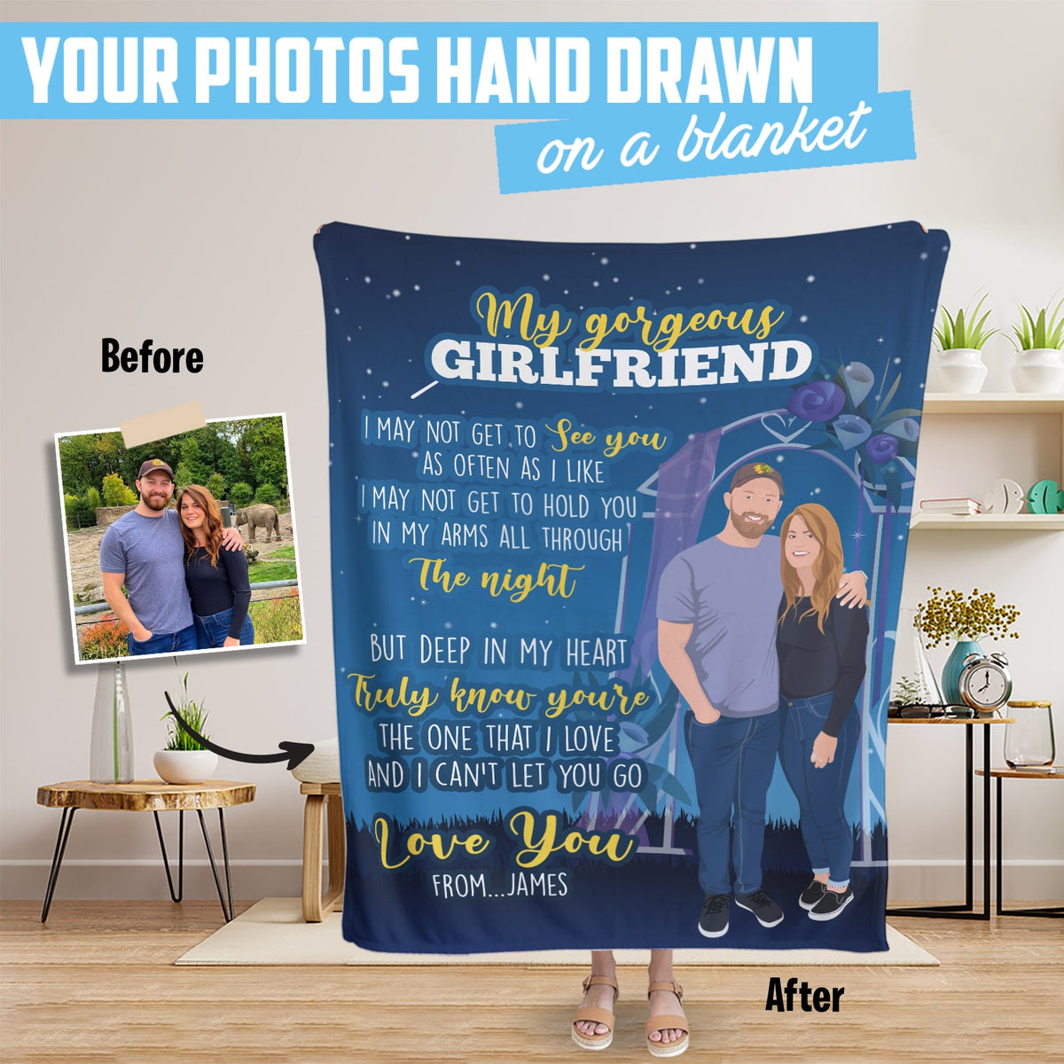 To My Girlfriend Blanket Personalized