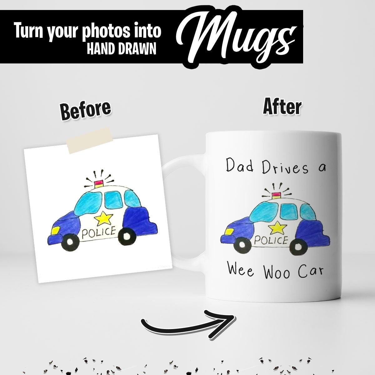 Childs Drawing Police Dad Mug