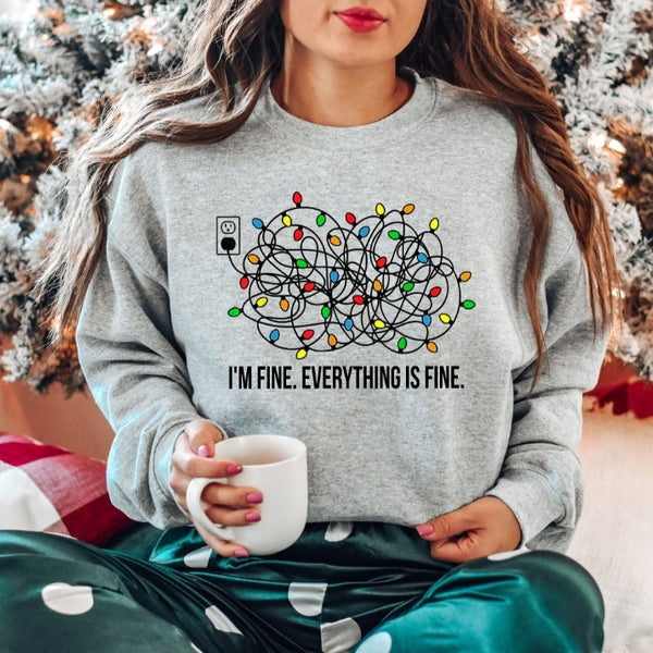 I'm Fine Everything Is Fine Sweatshirt, Christmas Sweatshirt, Sweatshirts Women, Christmas Sweatshirt Women, Christmas Lights Sweatshirt Unisex Sweatshirt