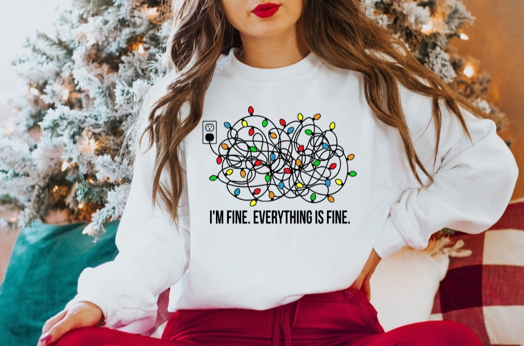 I'm Fine Everything Is Fine Sweatshirt, Christmas Sweatshirt, Sweatshirts Women, Christmas Sweatshirt Women, Christmas Lights Sweatshirt Unisex Sweatshirt