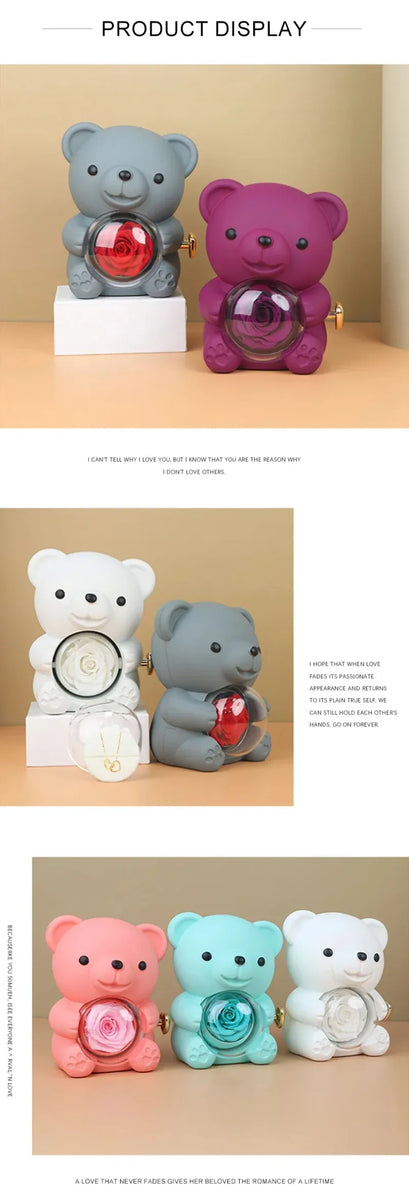 Eternal Rose Teddy Bear Jewelry Box