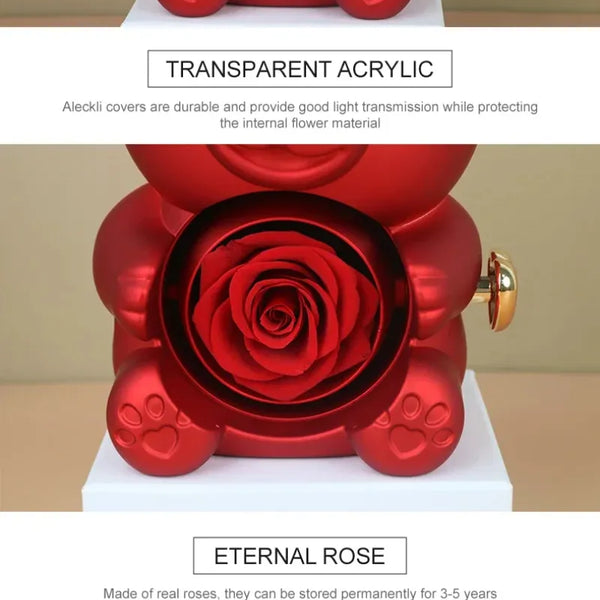 Eternal Rose Teddy Bear Jewelry Box