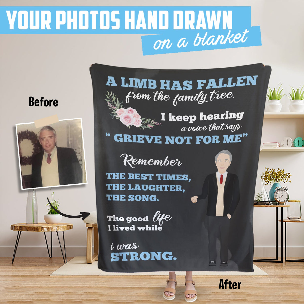 Personalized Grandpa Memorial Blanket