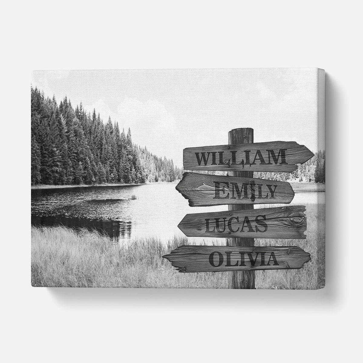 Custom Multiple Names Lake Canvas