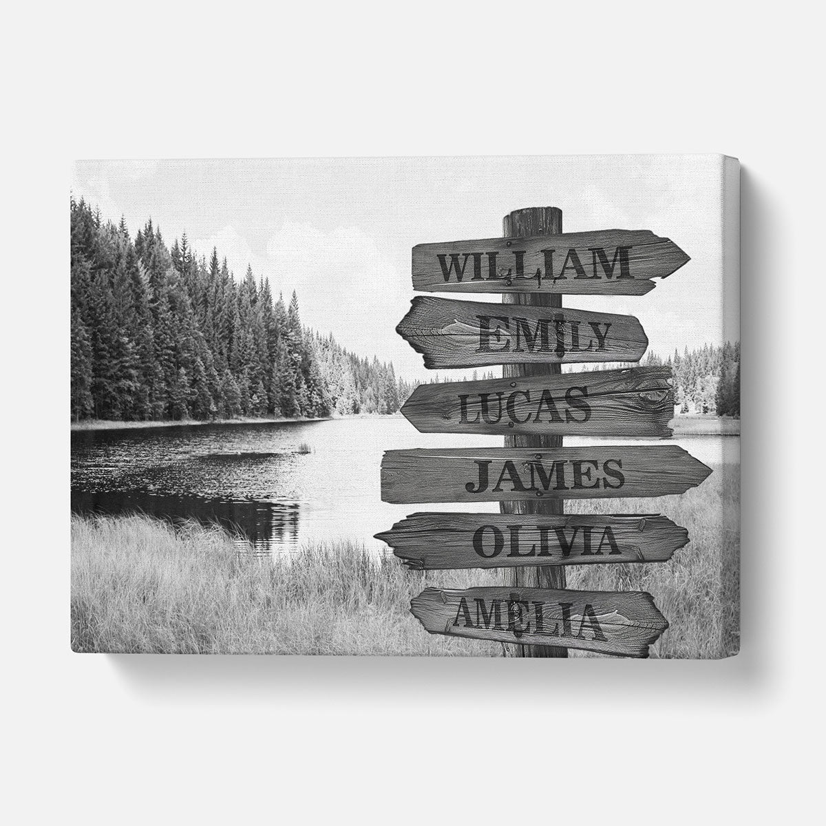 Custom Multiple Names Lake Canvas