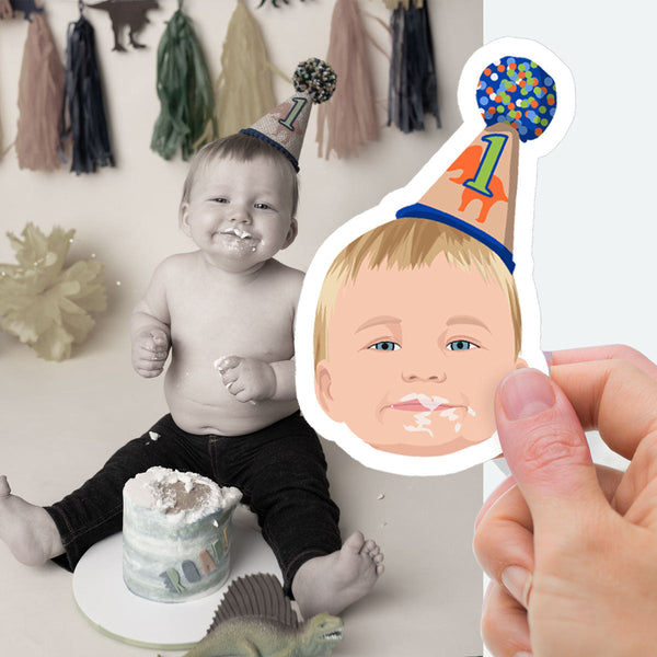 Custom Birthday Stickers - Photo Drawing