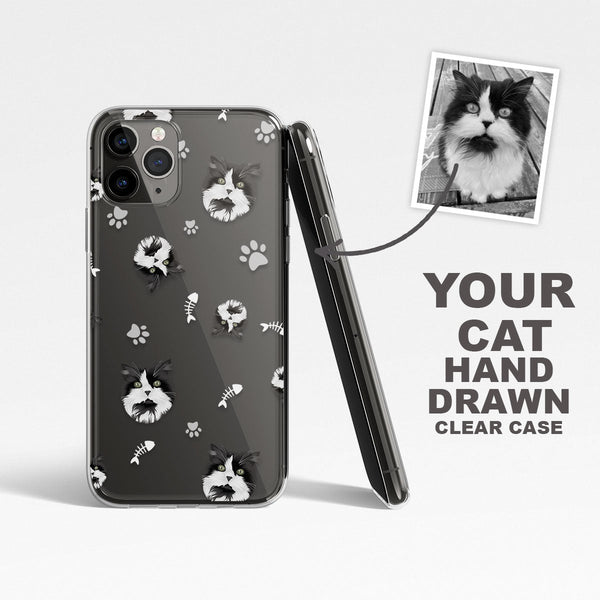 Custom Cat Face Clear Case