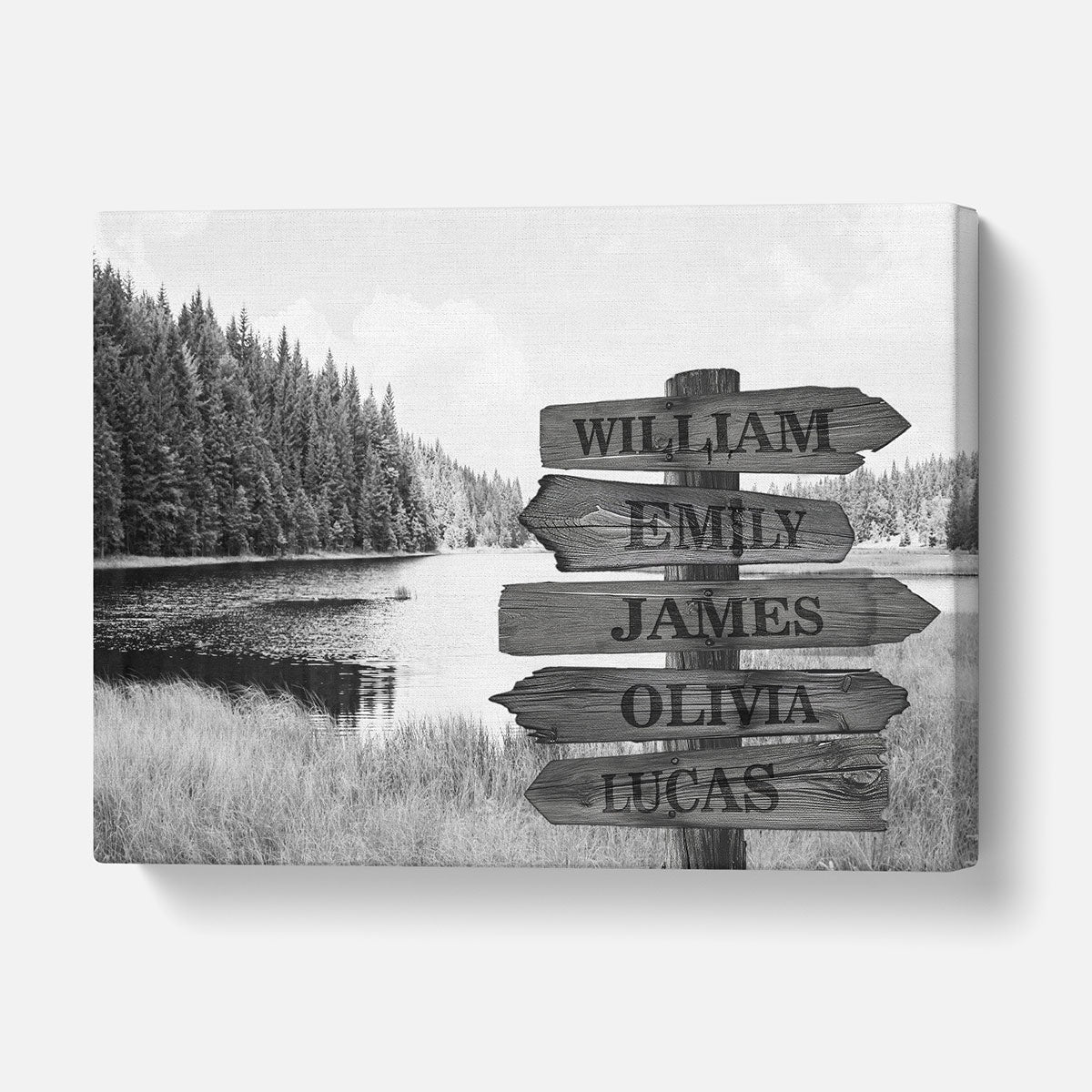 Custom Multiple Names Lake Canvas