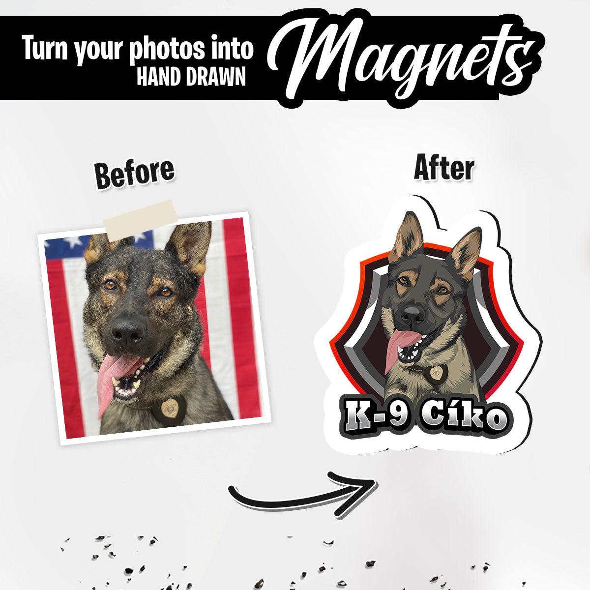 Custom K9 Badge Magnets