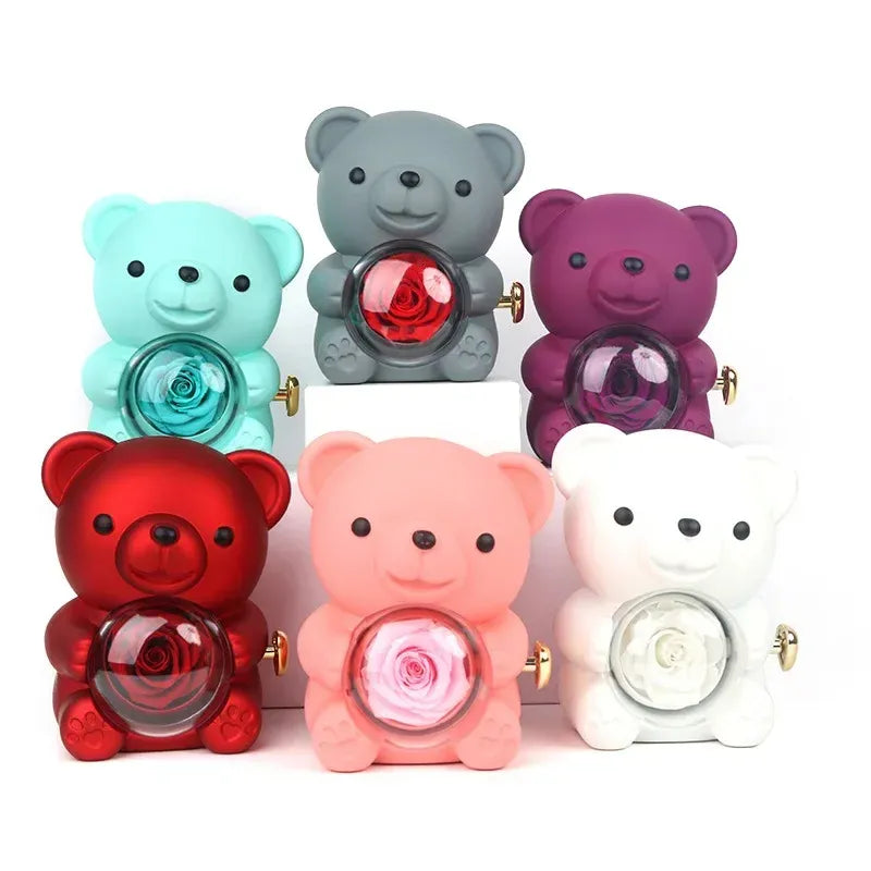 Eternal Rose Teddy Bear Jewelry Box