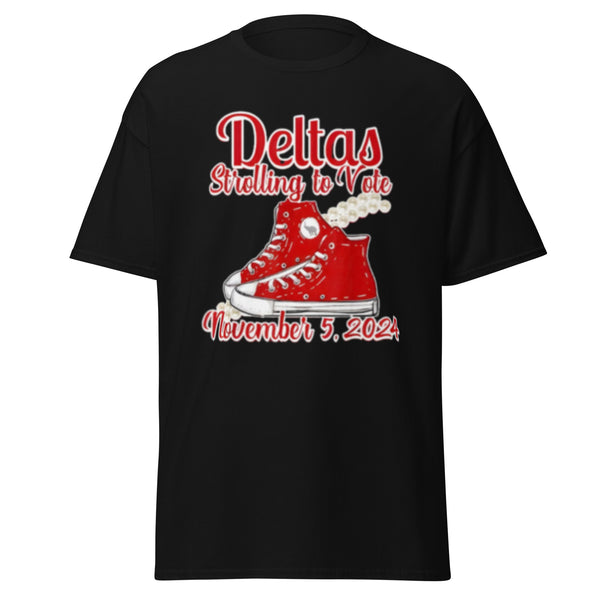 Deltas Strolling To Vote November- 5-2024 T-shirt - USA President Election Shirt Unisex Classic Chucks And Pearls Tee.