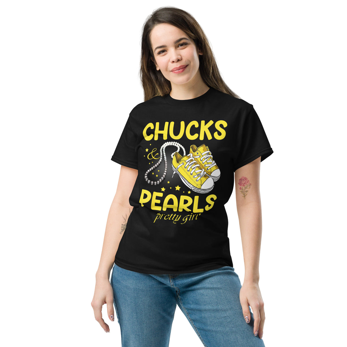 Chucks And Pearls Pretty Girl - Kamala Harris Tee - Kamala Tee - Kamala 2024 Election Tee Chuck And Pearl Classic Tshirt.