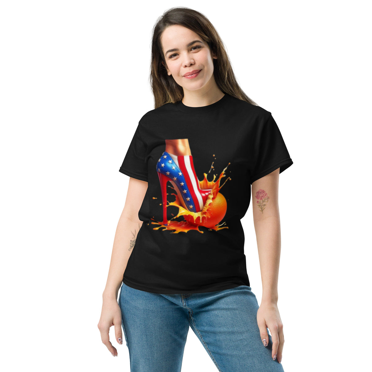 High Heels Crushing Oranges - Kamala Harris Tshirt - Crushing Stubborn Oranges Classic Tee - Kamala 2024 Shirt.