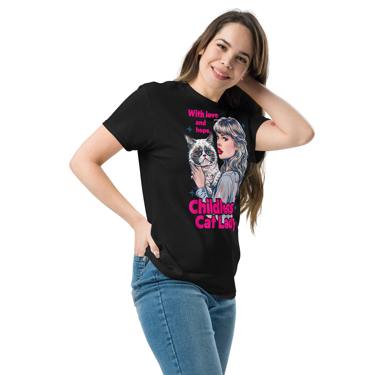 With Love And Hope Childless Catlady Kamala Harris Tee ShirtUnisex classic tee