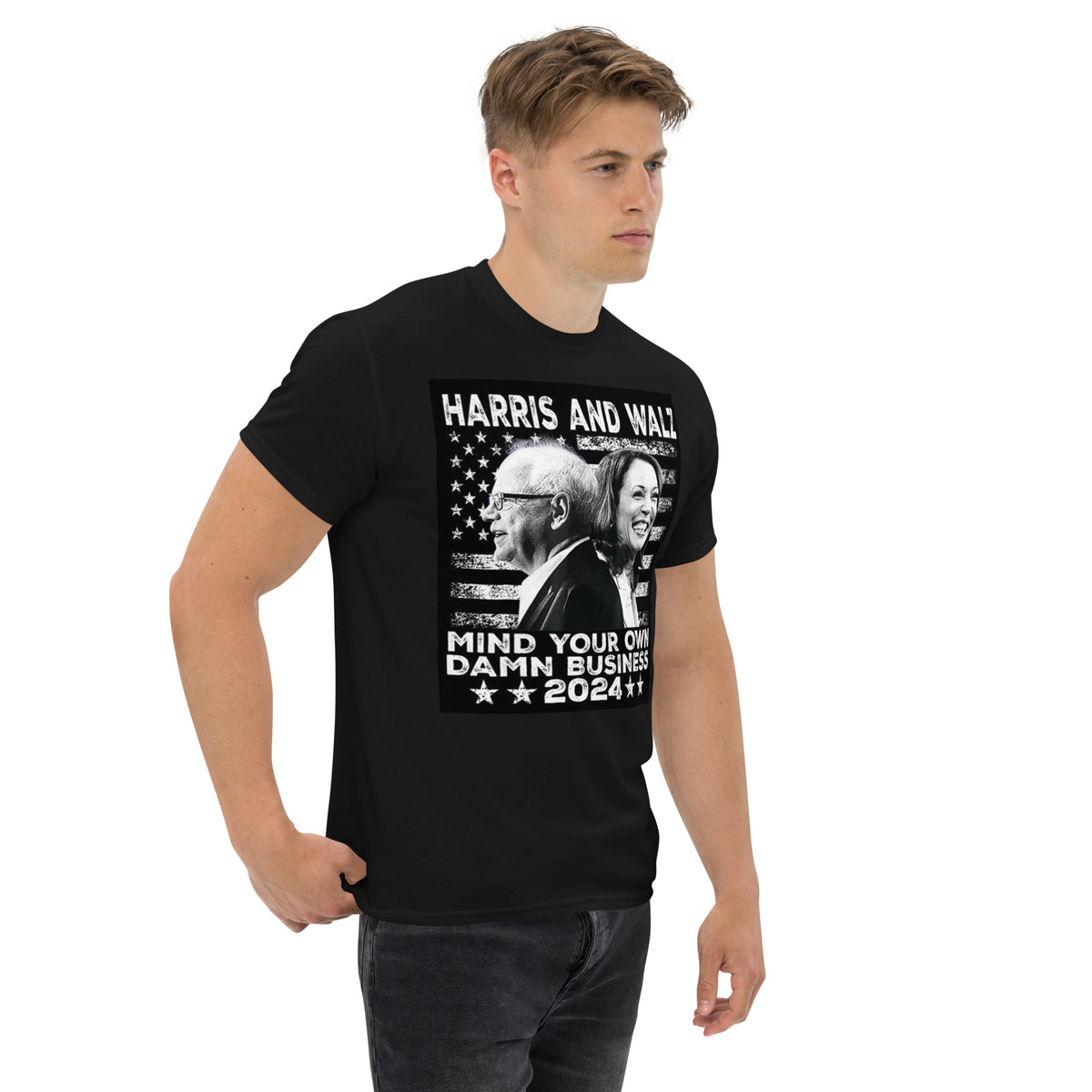 Harris And Walz - Mind Your Own Damn Business Tshirt - Kamala Walz Tee - Kamlas Harris 2024 Election Tee Unisex Classic