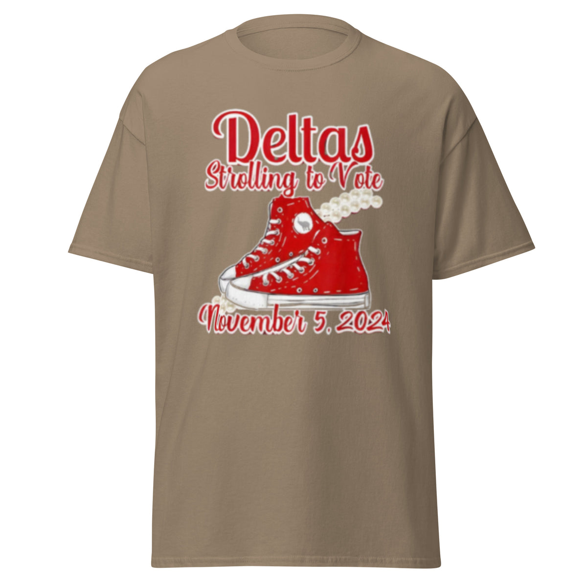 Deltas Strolling To Vote November- 5-2024 T-shirt - USA President Election Shirt Unisex Classic Chucks And Pearls Tee.