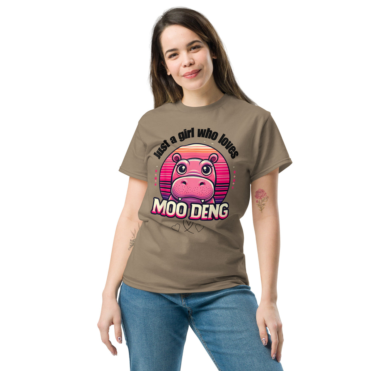 Just A Girl Who Loves Moo Deng Tshirt Moo Deng Tee Shirt Funny Baby Hippo Moo Deng Unisex Classic.