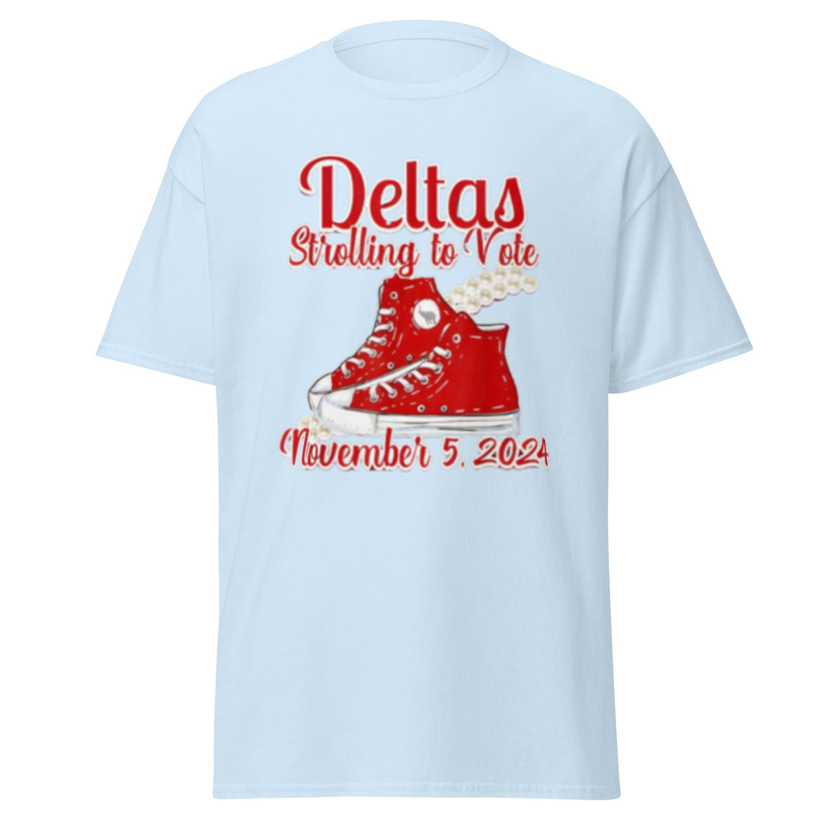 Deltas Strolling To Vote November- 5-2024 T-shirt - USA President Election Shirt Unisex Classic Chucks And Pearls Tee.