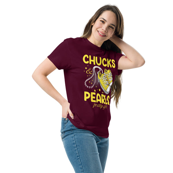 Chucks And Pearls Pretty Girl - Kamala Harris Tee - Kamala Tee - Kamala 2024 Election Tee Chuck And Pearl Classic Tshirt.