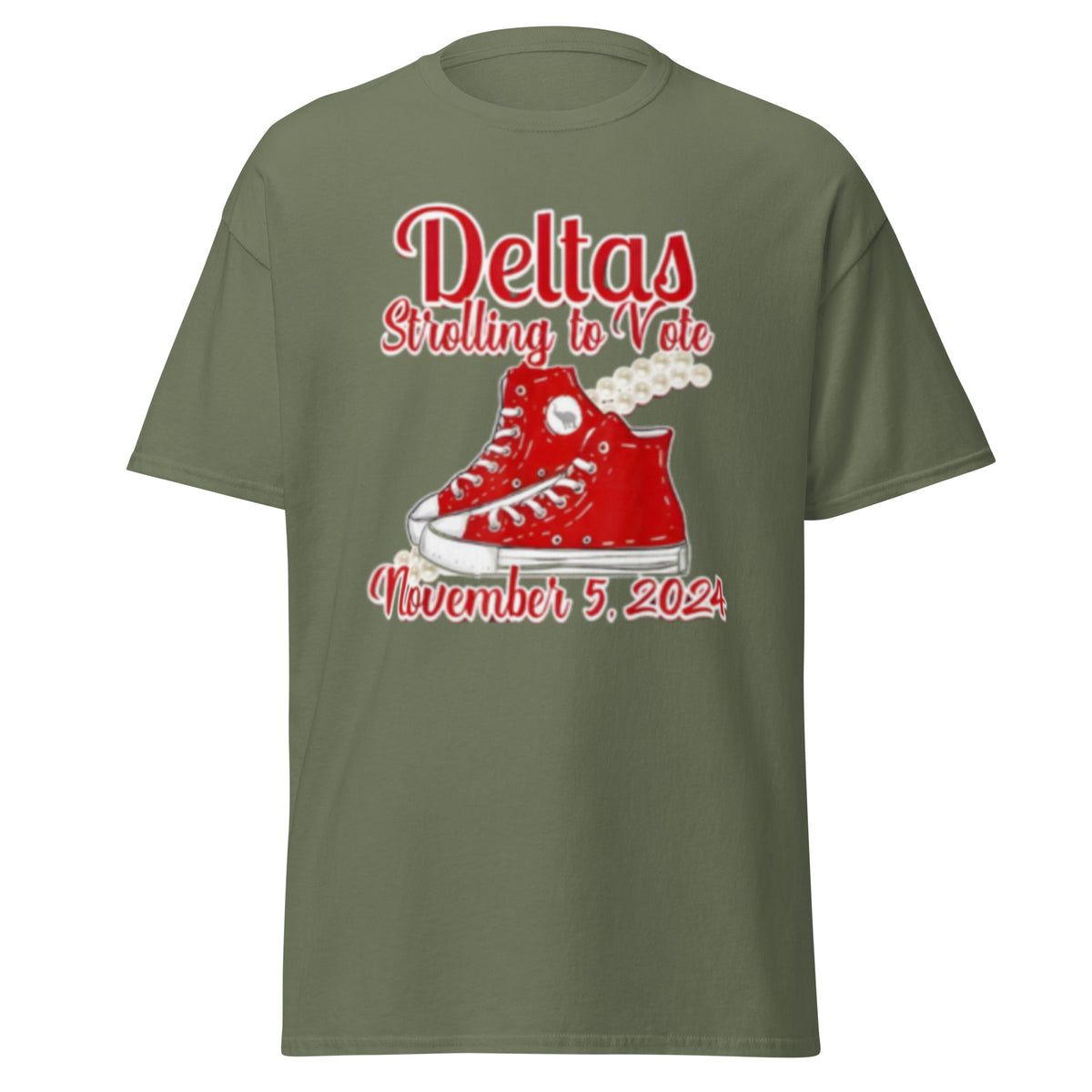 Deltas Strolling To Vote November- 5-2024 T-shirt - USA President Election Shirt Unisex Classic Chucks And Pearls Tee.