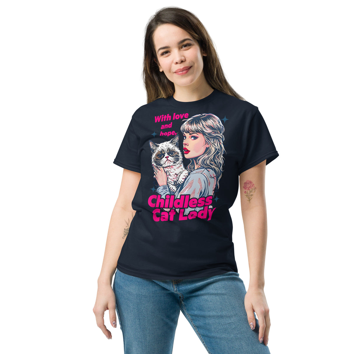 With Love And Hope Childless Catlady Kamala Harris Tee ShirtUnisex classic tee