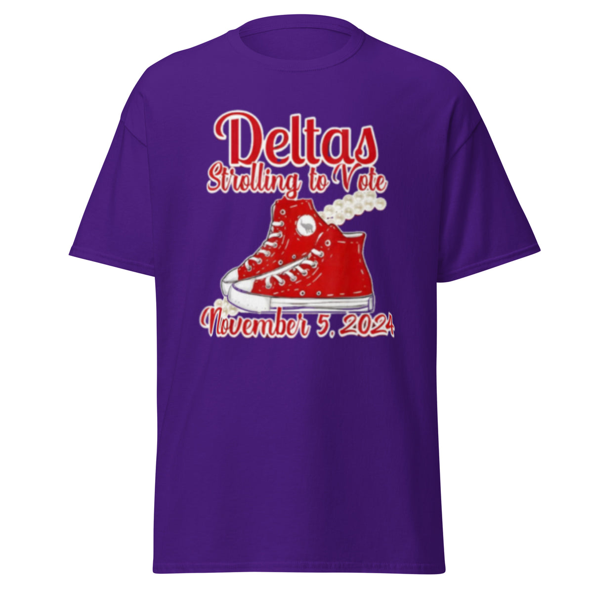 Deltas Strolling To Vote November- 5-2024 T-shirt - USA President Election Shirt Unisex Classic Chucks And Pearls Tee.