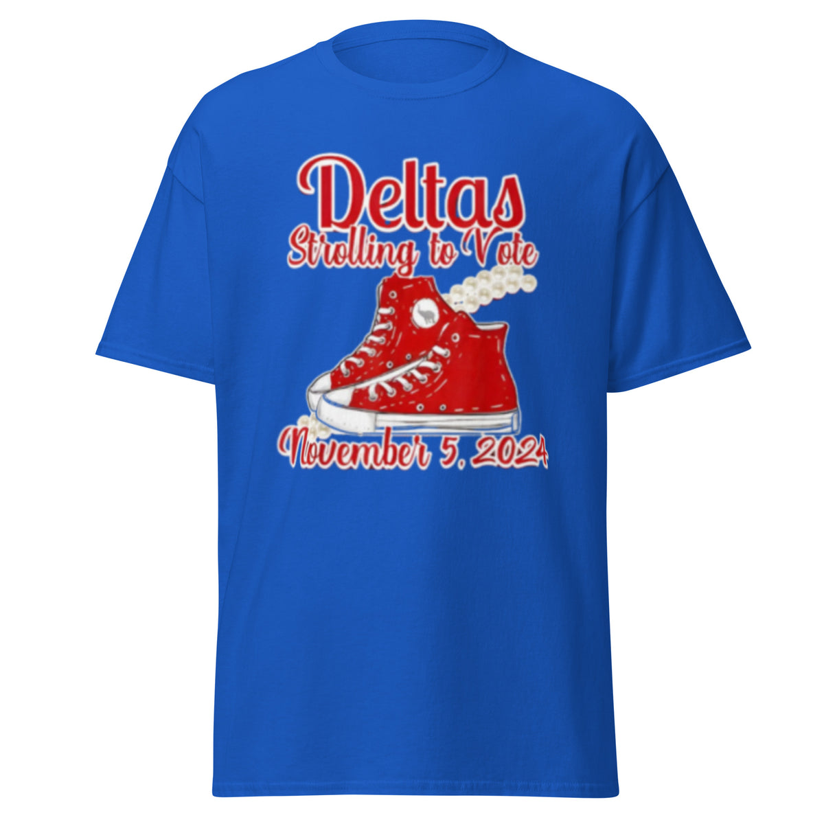 Deltas Strolling To Vote November- 5-2024 T-shirt - USA President Election Shirt Unisex Classic Chucks And Pearls Tee.