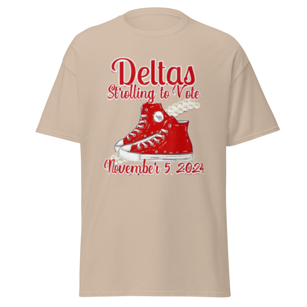 Deltas Strolling To Vote November- 5-2024 T-shirt - USA President Election Shirt Unisex Classic Chucks And Pearls Tee.