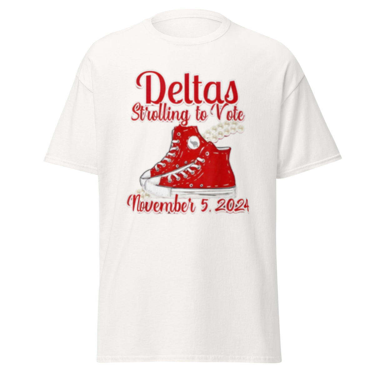 Deltas Strolling To Vote November- 5-2024 T-shirt - USA President Election Shirt Unisex Classic Chucks And Pearls Tee.